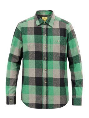 Blue Mountain Men's Green & Gray Plaid Flannel Button-Up Shirt Size S